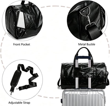 Garment Duffle Bags for Travel Men, 50L-Large Carry on Garment Duffel Bag, Convertible Garment Duffel Bag w/Shoe Compartment, Foldable Garment Bags for Hanging Clothes Travel (Brown)