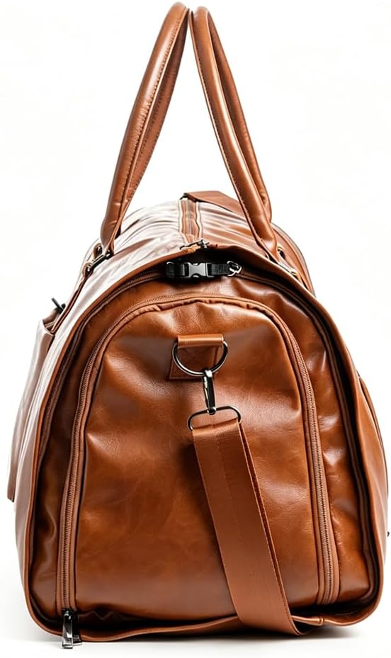 Garment Duffle Bags for Travel Men, 50L-Large Carry on Garment Duffel Bag, Convertible Garment Duffel Bag w/Shoe Compartment, Foldable Garment Bags for Hanging Clothes Travel (Brown)