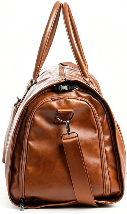 Garment Duffle Bags for Travel Men, 50L-Large Carry on Garment Duffel Bag, Convertible Garment Duffel Bag w/Shoe Compartment, Foldable Garment Bags for Hanging Clothes Travel (Brown)