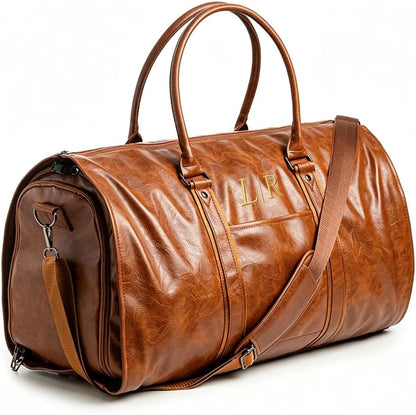 Garment Duffle Bags for Travel Men, 50L-Large Carry on Garment Duffel Bag, Convertible Garment Duffel Bag w/Shoe Compartment, Foldable Garment Bags for Hanging Clothes Travel (Brown)