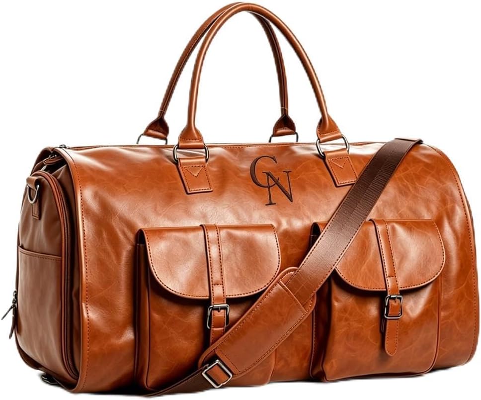 Garment Duffle Bags for Travel Men, 50L-Large Carry on Garment Duffel Bag, Convertible Garment Duffel Bag w/Shoe Compartment, Foldable Garment Bags for Hanging Clothes Travel (Brown)