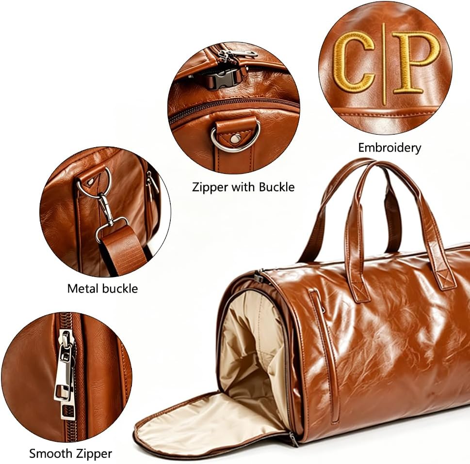 Garment Duffle Bags for Travel Men, 50L-Large Carry on Garment Duffel Bag, Convertible Garment Duffel Bag w/Shoe Compartment, Foldable Garment Bags for Hanging Clothes Travel (Brown)