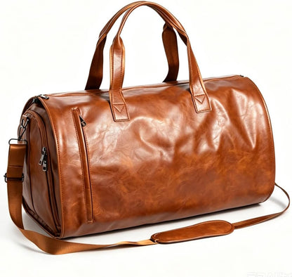 Garment Duffle Bags for Travel Men, 50L-Large Carry on Garment Duffel Bag, Convertible Garment Duffel Bag w/Shoe Compartment, Foldable Garment Bags for Hanging Clothes Travel (Brown)