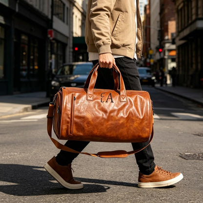 Garment Duffle Bags for Travel Men, 50L-Large Carry on Garment Duffel Bag, Convertible Garment Duffel Bag w/Shoe Compartment, Foldable Garment Bags for Hanging Clothes Travel (Brown)