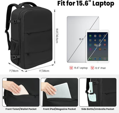 Travel Laptop Backpack for Women Men, Flight Approved Carry on-Pink | USB Port,15.6in Laptop Bag,Airline Approved, 180-Degree Wide Opening,Nylon Fabric,Dual handles, Multi-Pockets