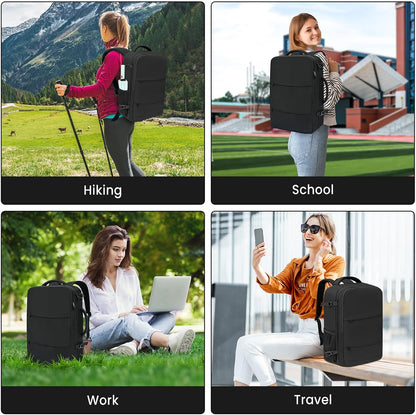 Travel Laptop Backpack for Women Men, Flight Approved Carry on-Pink | USB Port,15.6in Laptop Bag,Airline Approved, 180-Degree Wide Opening,Nylon Fabric,Dual handles, Multi-Pockets