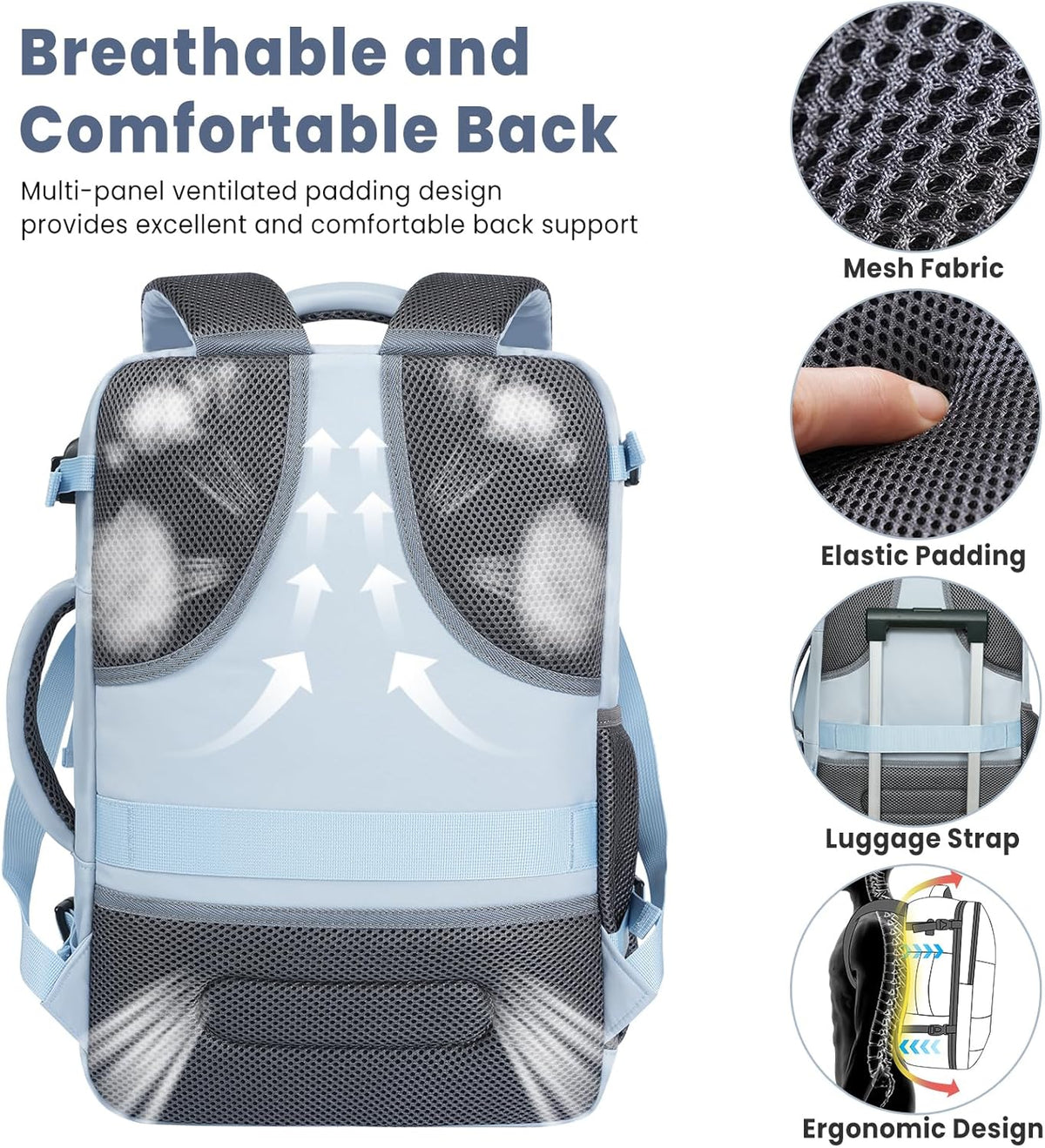 Travel Laptop Backpack for Women Men, Flight Approved Carry on-Pink | USB Port,15.6in Laptop Bag,Airline Approved, 180-Degree Wide Opening,Nylon Fabric,Dual handles, Multi-Pockets