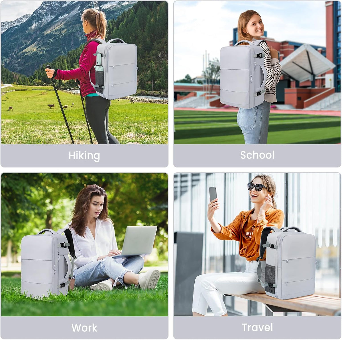 Travel Laptop Backpack for Women Men, Flight Approved Carry on-Pink | USB Port,15.6in Laptop Bag,Airline Approved, 180-Degree Wide Opening,Nylon Fabric,Dual handles, Multi-Pockets