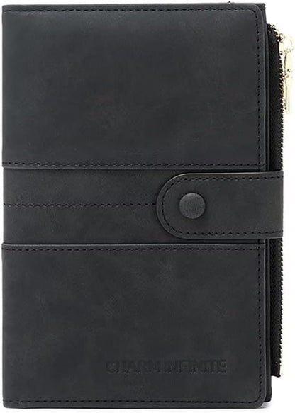 RFID Blocking Slim Passport Wallet, Travel Document Organizer | Vegan Leather Passport Holder for Women and Men, Travel Credit Card Case with ID Window, Zipper Pocket and Pen Holder