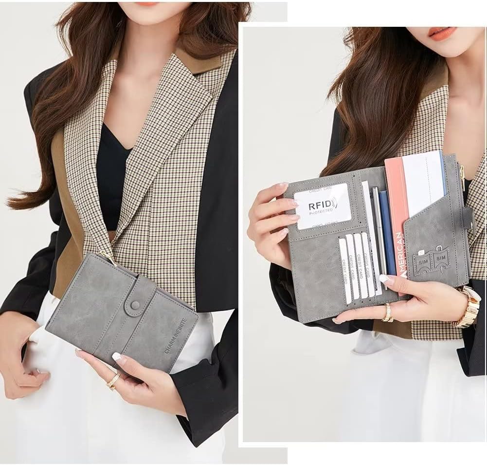 RFID Blocking Slim Passport Wallet, Travel Document Organizer | Vegan Leather Passport Holder for Women and Men, Travel Credit Card Case with ID Window, Zipper Pocket and Pen Holder