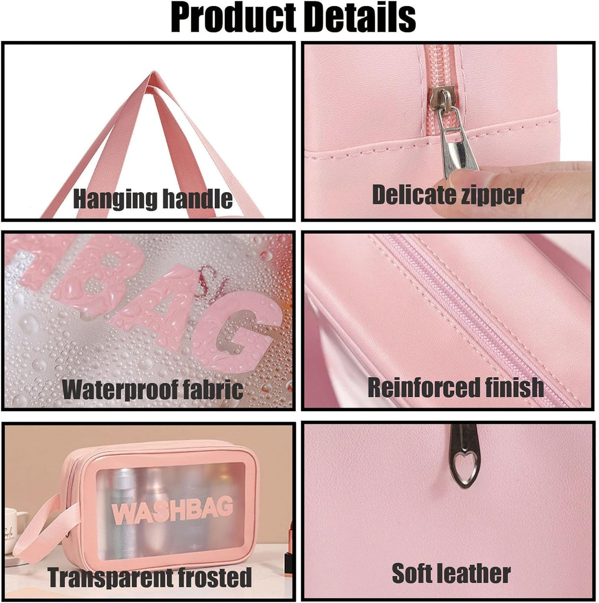 Clear Travel Bags for Toiletries, Black, 3 Pack | Matte Translucent, Handy Handle, Makeup Bag, Cosmetic Organizer