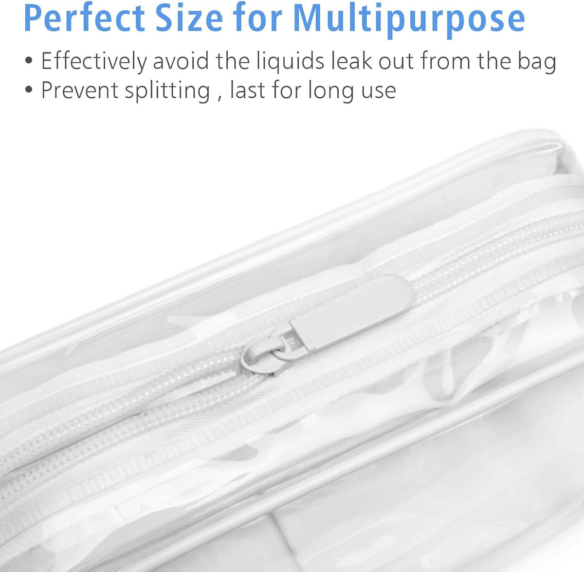 Clear Makeup Bag Travel - TSA Approved Toiletry Bag, 2 Rose Pink | 1 Medium Quart Carry-On & 1 Large Checked-Luggage, Reinforced Seams, Water-resistant, Clear Easy-Check for Airport, Women
