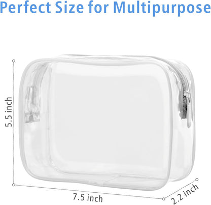 Clear Makeup Bag Travel - TSA Approved Toiletry Bag, 2 Rose Pink | 1 Medium Quart Carry-On & 1 Large Checked-Luggage, Reinforced Seams, Water-resistant, Clear Easy-Check for Airport, Women