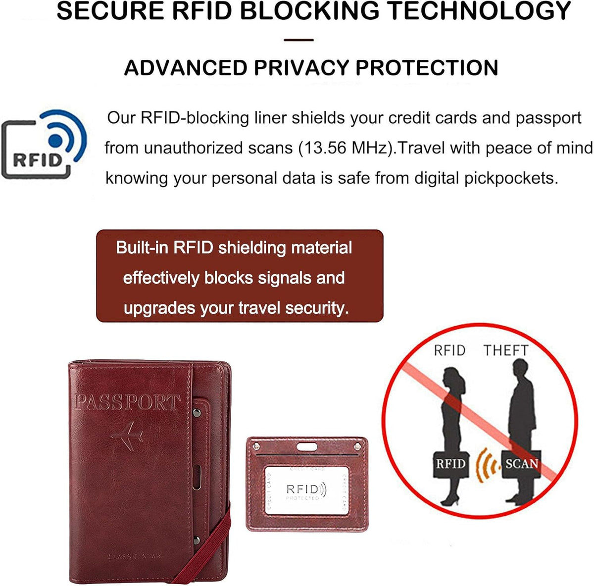 Genuine Leather Passport Holder Cover - RFID Blocking Travel Wallet & Passport Case with Pen Holder, Dual SIM Card Slots & Boarding Pass Pocket for Men & Women,Family Travel Essentials, Retro Style