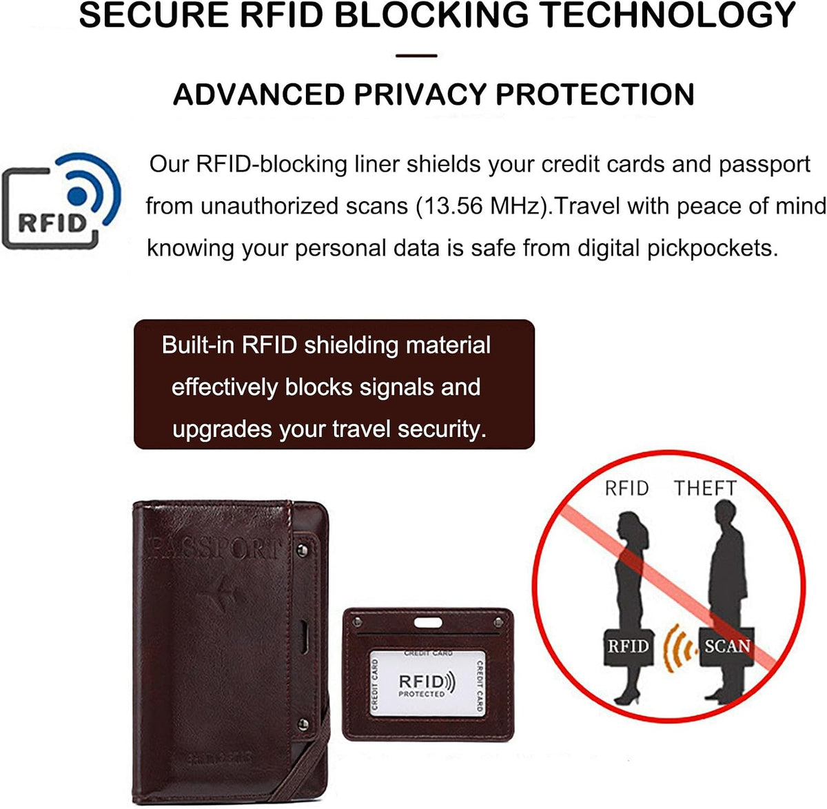 Genuine Leather Passport Holder Cover - RFID Blocking Travel Wallet & Passport Case with Pen Holder, Dual SIM Card Slots & Boarding Pass Pocket for Men & Women,Family Travel Essentials, Retro Style