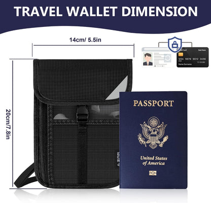 Likesing 5.5" L x 7.9" W Travel Neck Wallet, RFID Passport Pouch(Dark Grey) | RFID Blocking Passport Holder for Travel, Security Lightweight Passport Travel Wallet, Neck Pouch Gifts for Women Men