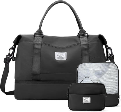 Weekender Bags for Women, Personal Item Travel Bag with Shoes Compartment | Overnight Travel Duffel Bag with Toiletry Bag, Airplane Friendly Carry-On Bag - Colors A