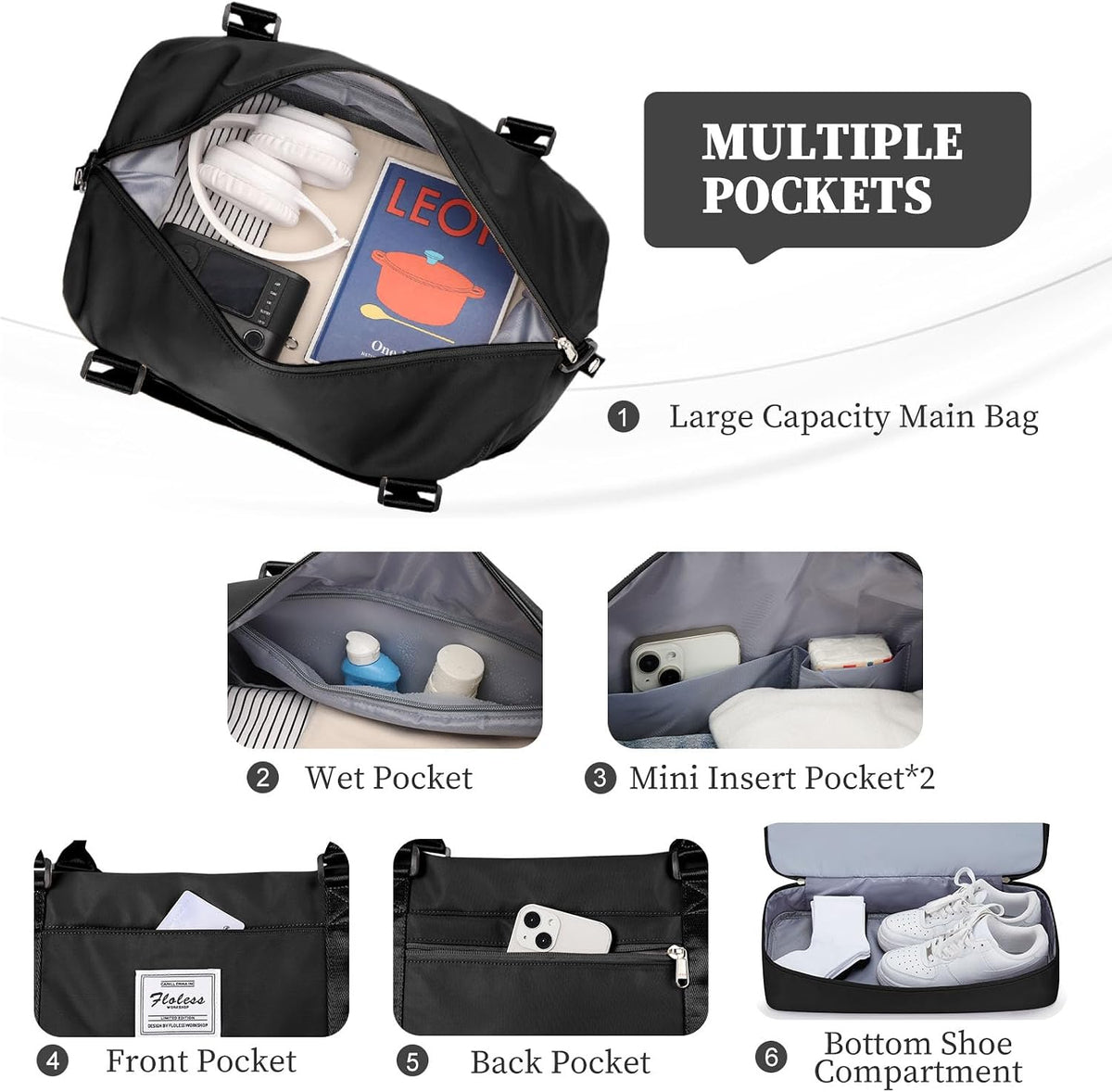 Weekender Bags for Women, Personal Item Travel Bag with Shoes Compartment | Overnight Travel Duffel Bag with Toiletry Bag, Airplane Friendly Carry-On Bag - Colors A