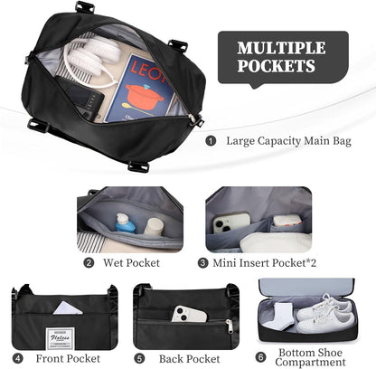 Weekender Bags for Women, Personal Item Travel Bag with Shoes Compartment | Overnight Travel Duffel Bag with Toiletry Bag, Airplane Friendly Carry-On Bag - Colors A