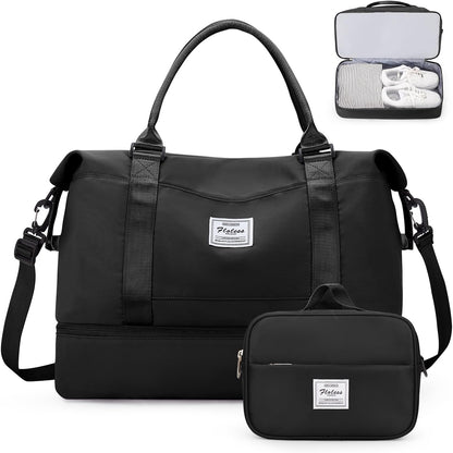 Weekender Bags for Women, Personal Item Travel Bag with Shoes Compartment | Overnight Travel Duffel Bag with Toiletry Bag, Airplane Friendly Carry-On Bag - Colors A