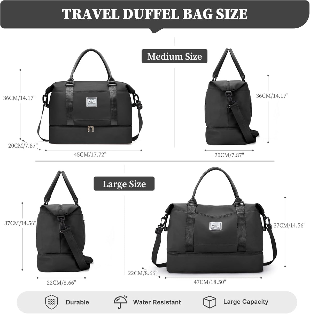 Weekender Bags for Women, Personal Item Travel Bag with Shoes Compartment | Overnight Travel Duffel Bag with Toiletry Bag, Airplane Friendly Carry-On Bag - Colors A