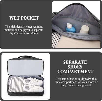 Weekender Bags for Women, Personal Item Travel Bag with Shoes Compartment | Overnight Travel Duffel Bag with Toiletry Bag, Airplane Friendly Carry-On Bag - Colors A