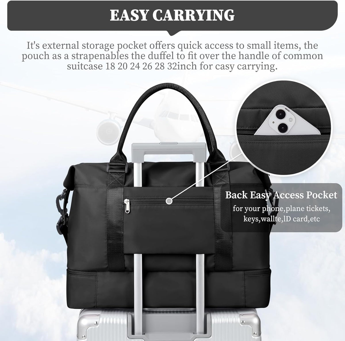 Weekender Bags for Women, Personal Item Travel Bag with Shoes Compartment | Overnight Travel Duffel Bag with Toiletry Bag, Airplane Friendly Carry-On Bag - Colors A