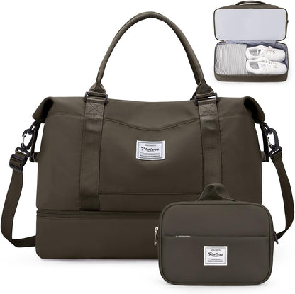 Weekender Bags for Women, Personal Item Travel Bag with Shoes Compartment | Overnight Travel Duffel Bag with Toiletry Bag, Airplane Friendly Carry-On Bag - Colors A