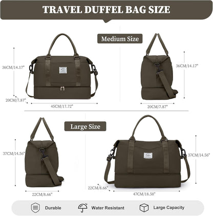 Weekender Bags for Women, Personal Item Travel Bag with Shoes Compartment | Overnight Travel Duffel Bag with Toiletry Bag, Airplane Friendly Carry-On Bag - Colors A