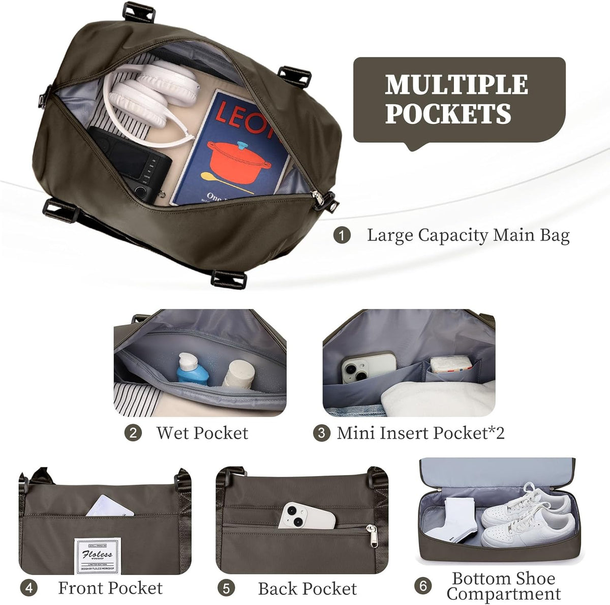 Weekender Bags for Women, Personal Item Travel Bag with Shoes Compartment | Overnight Travel Duffel Bag with Toiletry Bag, Airplane Friendly Carry-On Bag - Colors A