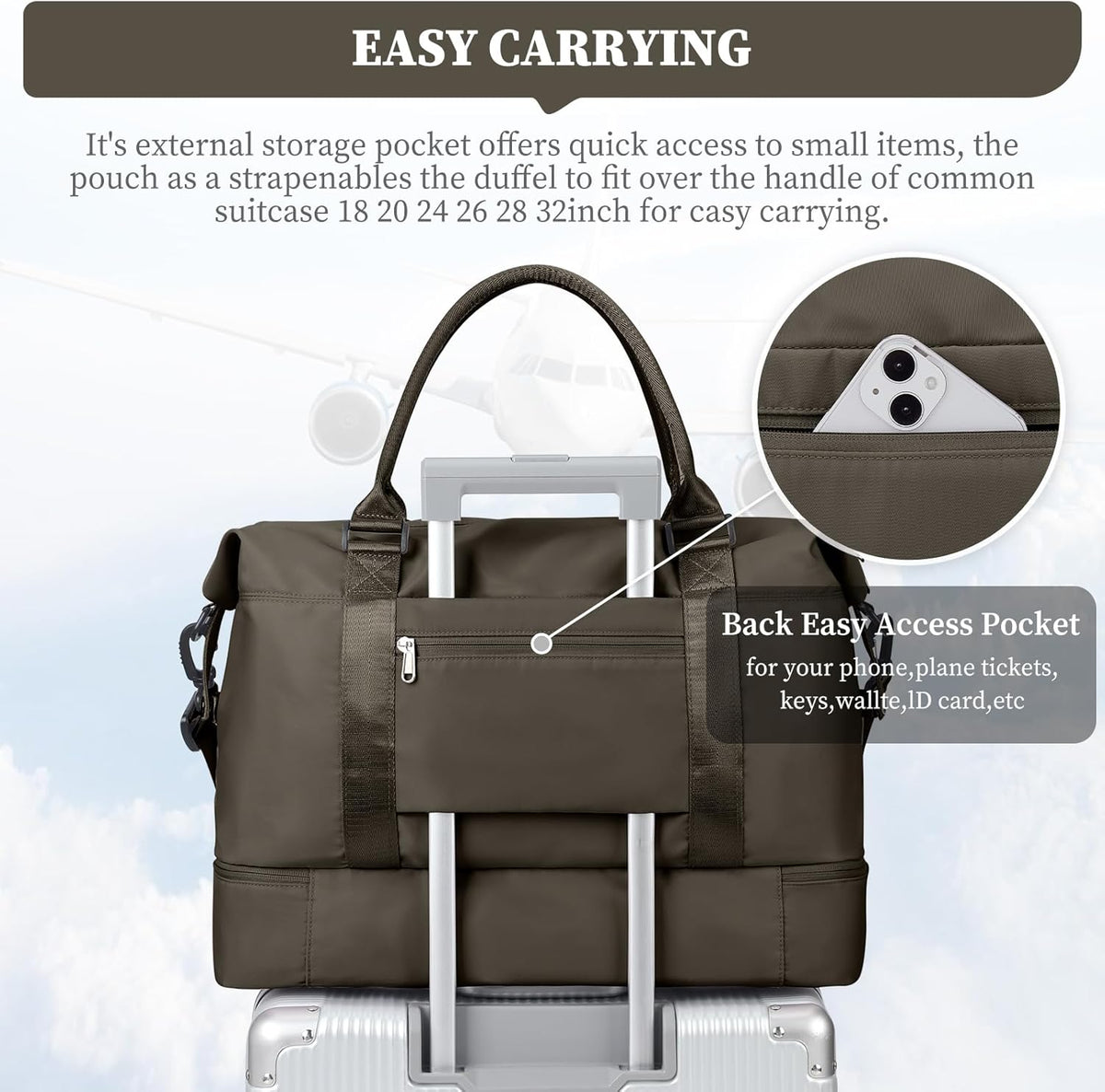 Weekender Bags for Women, Personal Item Travel Bag with Shoes Compartment | Overnight Travel Duffel Bag with Toiletry Bag, Airplane Friendly Carry-On Bag - Colors A