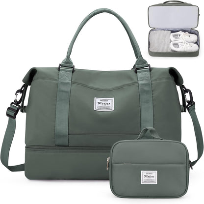 Weekender Bags for Women, Personal Item Travel Bag with Shoes Compartment | Overnight Travel Duffel Bag with Toiletry Bag, Airplane Friendly Carry-On Bag - Colors A