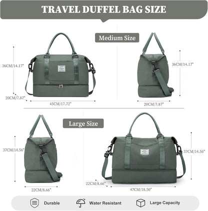 Weekender Bags for Women, Personal Item Travel Bag with Shoes Compartment | Overnight Travel Duffel Bag with Toiletry Bag, Airplane Friendly Carry-On Bag - Colors A