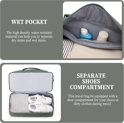Weekender Bags for Women, Personal Item Travel Bag with Shoes Compartment | Overnight Travel Duffel Bag with Toiletry Bag, Airplane Friendly Carry-On Bag - Colors A