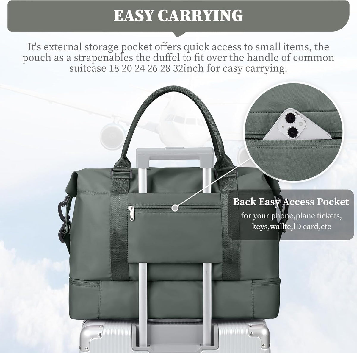 Weekender Bags for Women, Personal Item Travel Bag with Shoes Compartment | Overnight Travel Duffel Bag with Toiletry Bag, Airplane Friendly Carry-On Bag - Colors A