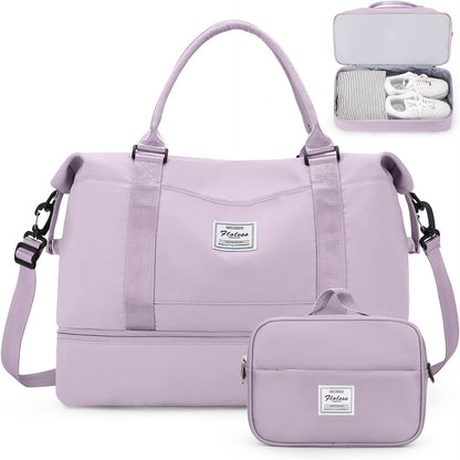 Weekender Bags for Women, Personal Item Travel Bag with Shoes Compartment | Overnight Travel Duffel Bag with Toiletry Bag, Airplane Friendly Carry-On Bag - Colors A