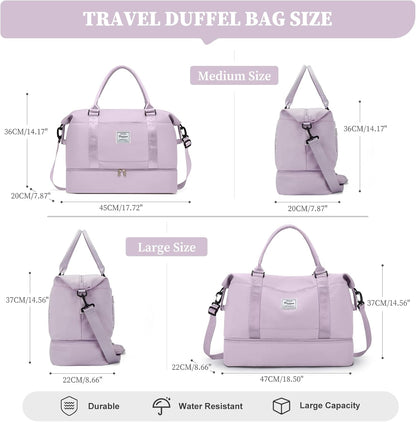 Weekender Bags for Women, Personal Item Travel Bag with Shoes Compartment | Overnight Travel Duffel Bag with Toiletry Bag, Airplane Friendly Carry-On Bag - Colors A