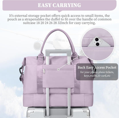 Weekender Bags for Women, Personal Item Travel Bag with Shoes Compartment | Overnight Travel Duffel Bag with Toiletry Bag, Airplane Friendly Carry-On Bag - Colors A