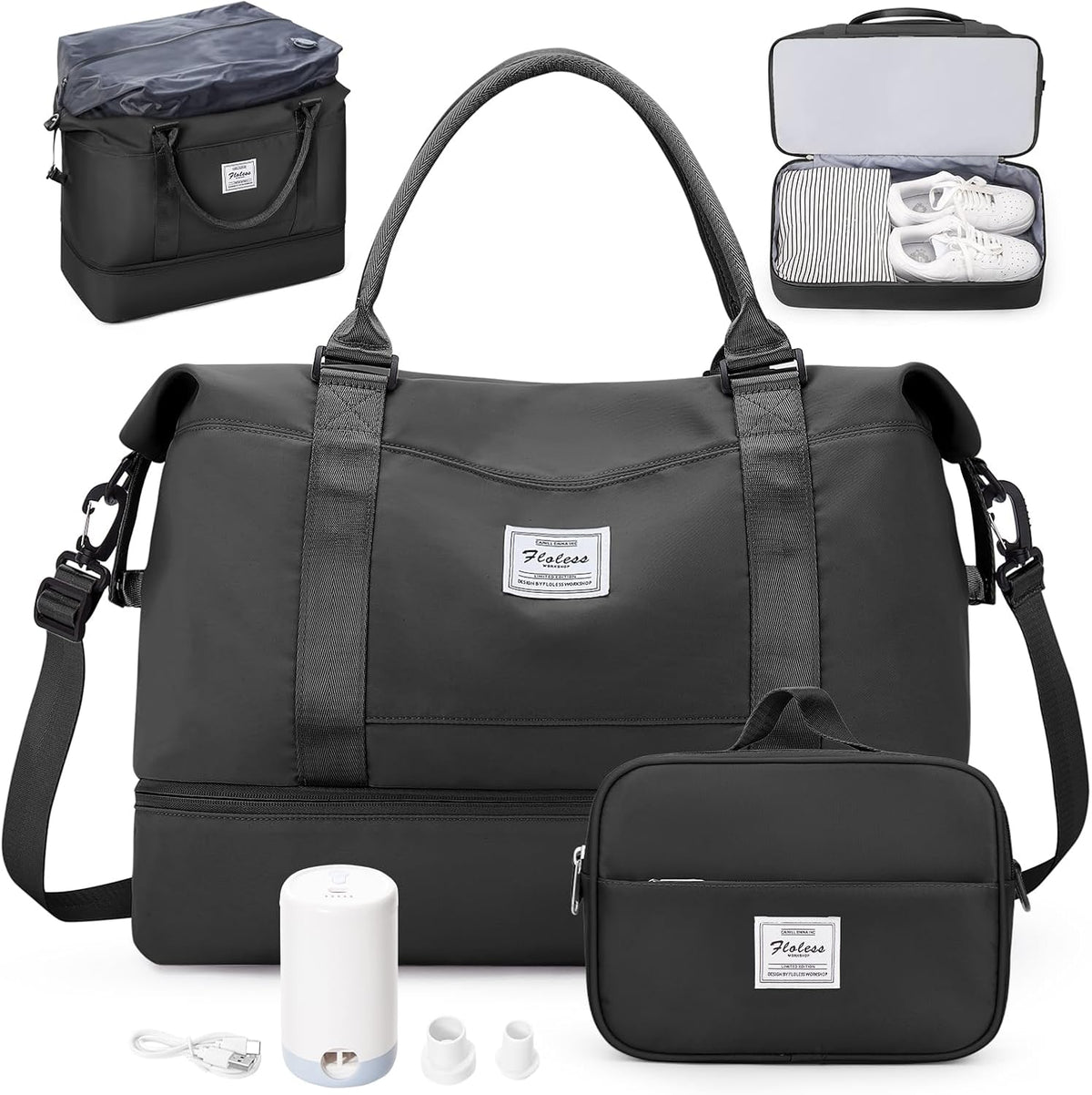 Weekender Bags for Women, Personal Item Travel Bag with Shoes Compartment | Overnight Travel Duffel Bag with Toiletry Bag, Airplane Friendly Carry-On Bag - Colors A