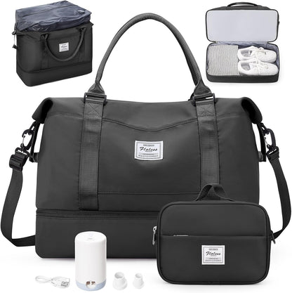 Weekender Bags for Women, Personal Item Travel Bag with Shoes Compartment | Overnight Travel Duffel Bag with Toiletry Bag, Airplane Friendly Carry-On Bag - Colors A