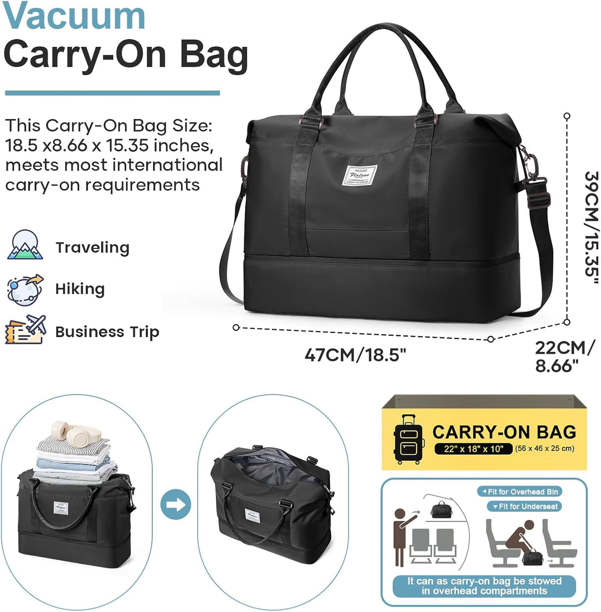 Weekender Bags for Women, Personal Item Travel Bag with Shoes Compartment | Overnight Travel Duffel Bag with Toiletry Bag, Airplane Friendly Carry-On Bag - Colors A