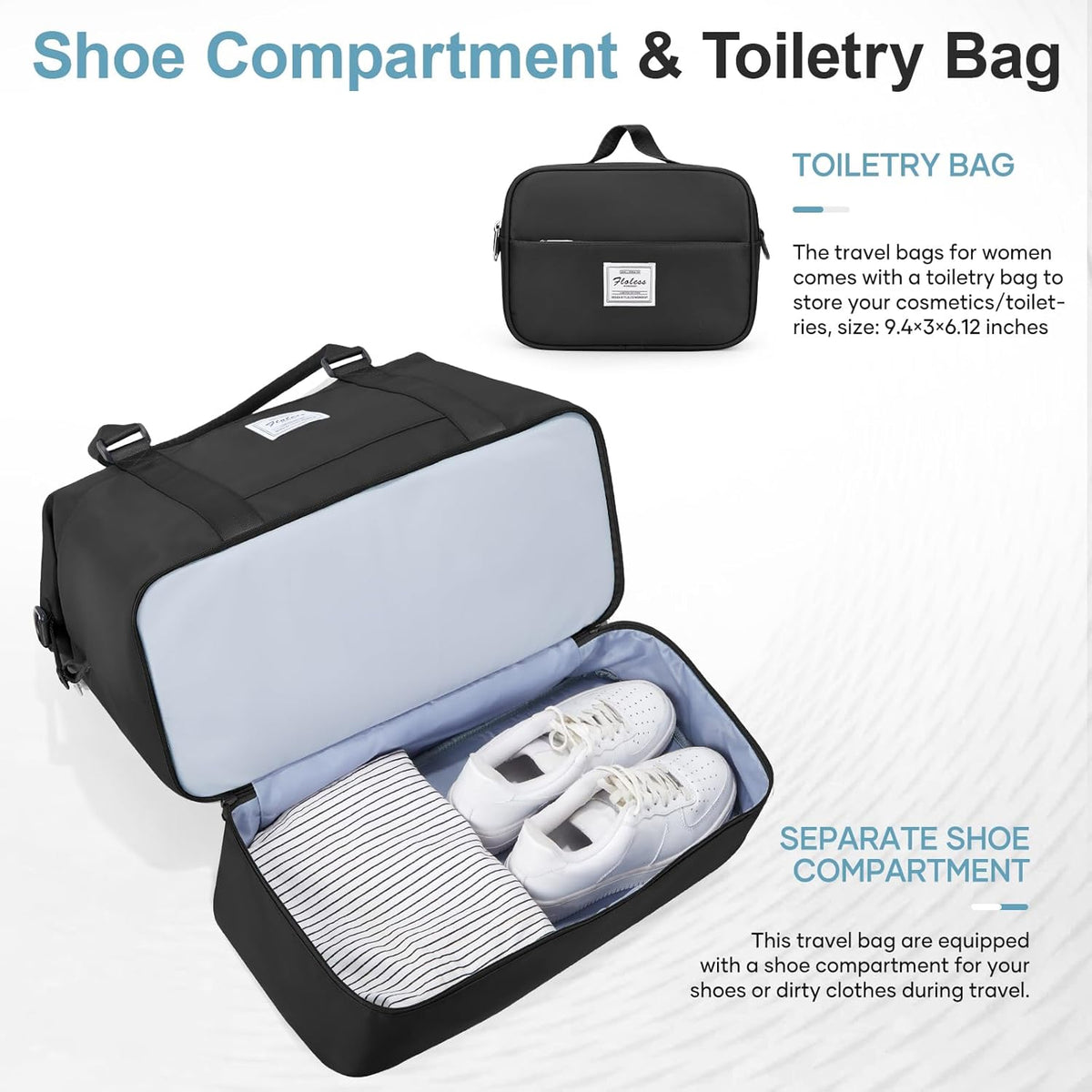 Weekender Bags for Women, Personal Item Travel Bag with Shoes Compartment | Overnight Travel Duffel Bag with Toiletry Bag, Airplane Friendly Carry-On Bag - Colors A