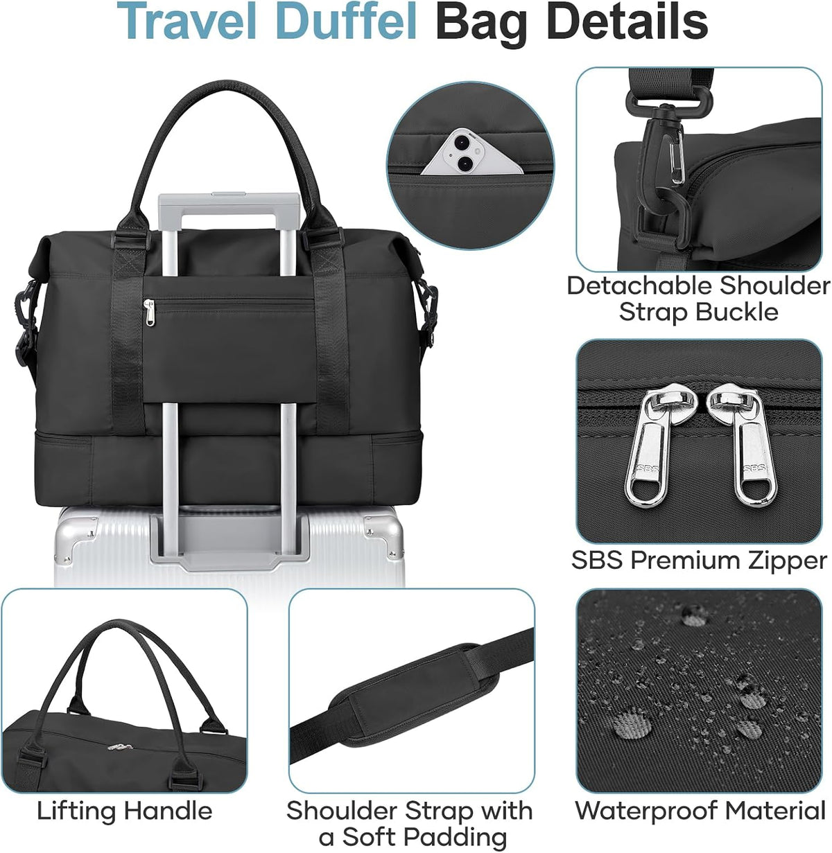 Weekender Bags for Women, Personal Item Travel Bag with Shoes Compartment | Overnight Travel Duffel Bag with Toiletry Bag, Airplane Friendly Carry-On Bag - Colors A