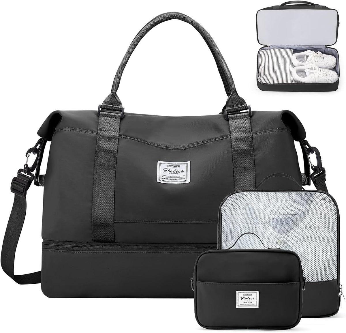 Weekender Bags for Women, Personal Item Travel Bag with Shoes Compartment | Overnight Travel Duffel Bag with Toiletry Bag, Airplane Friendly Carry-On Bag - Colors A