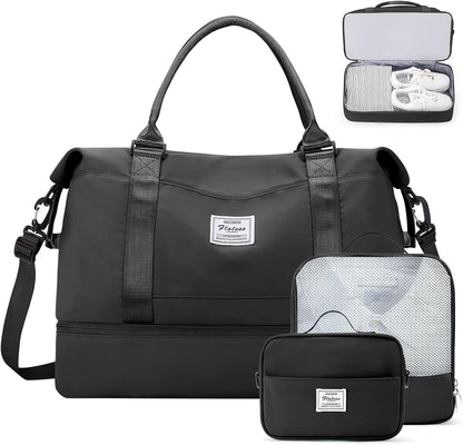 Weekender Bags for Women, Personal Item Travel Bag with Shoes Compartment | Overnight Travel Duffel Bag with Toiletry Bag, Airplane Friendly Carry-On Bag - Colors A