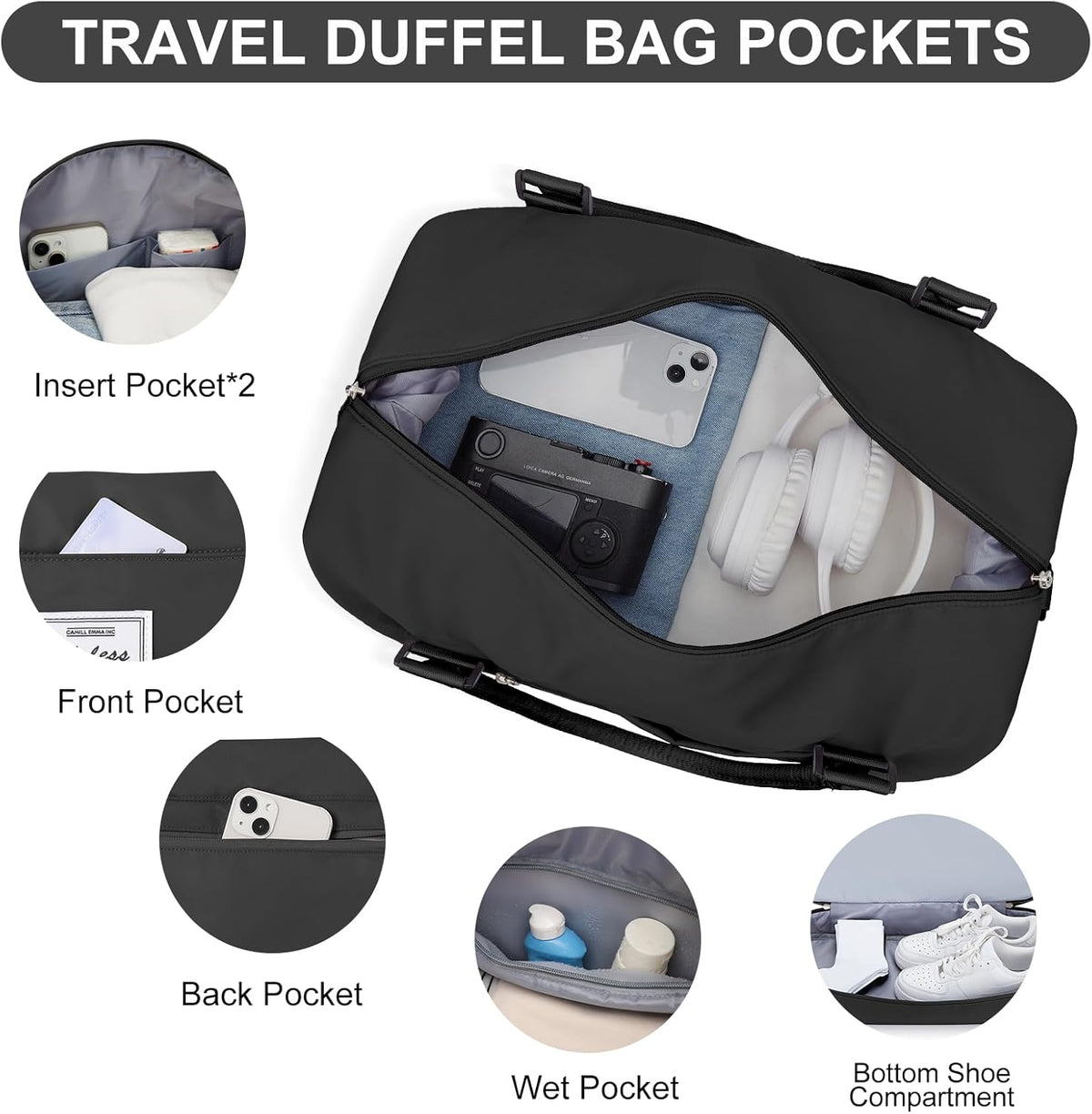 Weekender Bags for Women, Personal Item Travel Bag with Shoes Compartment | Overnight Travel Duffel Bag with Toiletry Bag, Airplane Friendly Carry-On Bag - Colors A