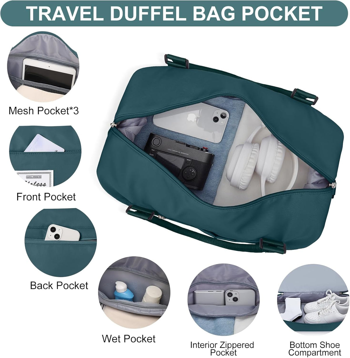 Weekender Bags for Women, Personal Item Travel Bag with Shoes Compartment | Overnight Travel Duffel Bag with Toiletry Bag, Airplane Friendly Carry-On Bag - Colors A
