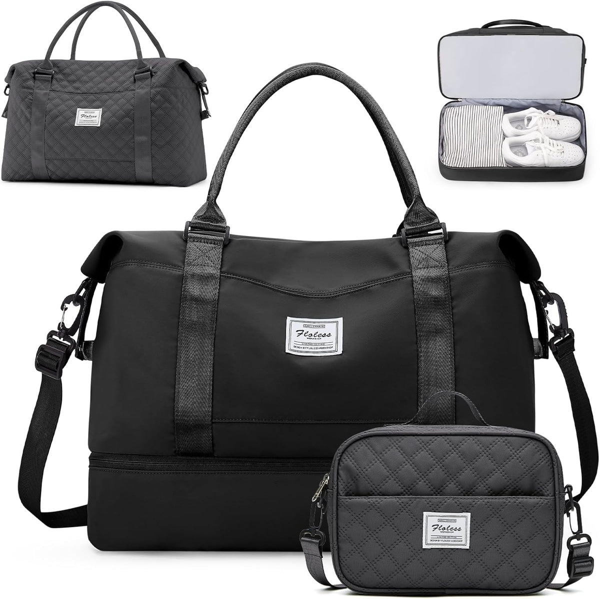 Weekender Bags for Women, Personal Item Travel Bag with Shoes Compartment | Overnight Travel Duffel Bag with Toiletry Bag, Airplane Friendly Carry-On Bag - Colors A