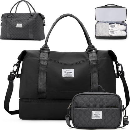 Weekender Bags for Women, Personal Item Travel Bag with Shoes Compartment | Overnight Travel Duffel Bag with Toiletry Bag, Airplane Friendly Carry-On Bag - Colors A