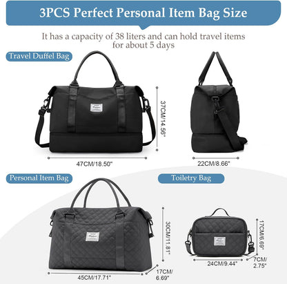 Weekender Bags for Women, Personal Item Travel Bag with Shoes Compartment | Overnight Travel Duffel Bag with Toiletry Bag, Airplane Friendly Carry-On Bag - Colors A